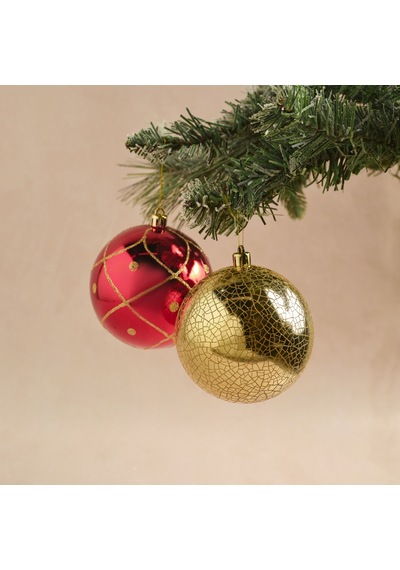 Karaca Home New Year 4'lü Ağaç Süsü Kırmızı Gold Diğer