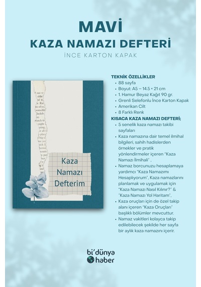 5 Yıllık Kaza Namazı Defterim - Mavi Çok Renkli