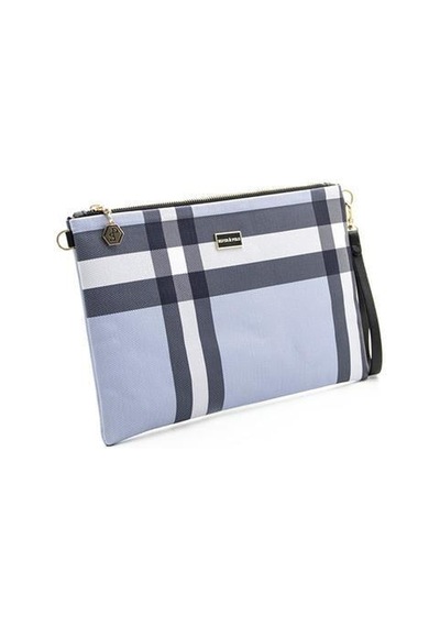 Silver Polo Sp1034 Kadın Portföy & Clutch Ekose Mavi-kemik