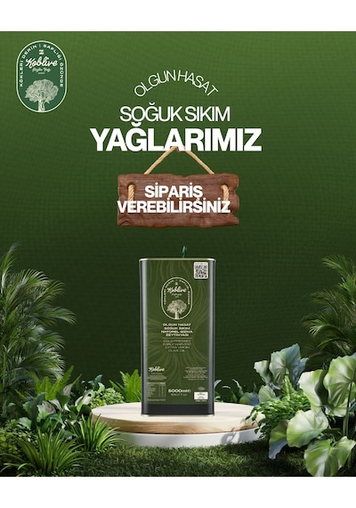 5lt Teneke Olgun Hasat Soğuk Sıkım Zeytinyağı. 0,5 Asit