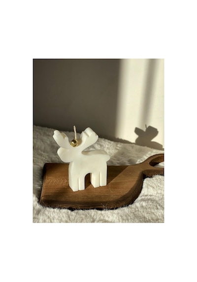 Dekoratif Hediyelik Geyik Mum Soywax Beyaz Yılbaşı Hediye Pine Tree Candle Beyaz