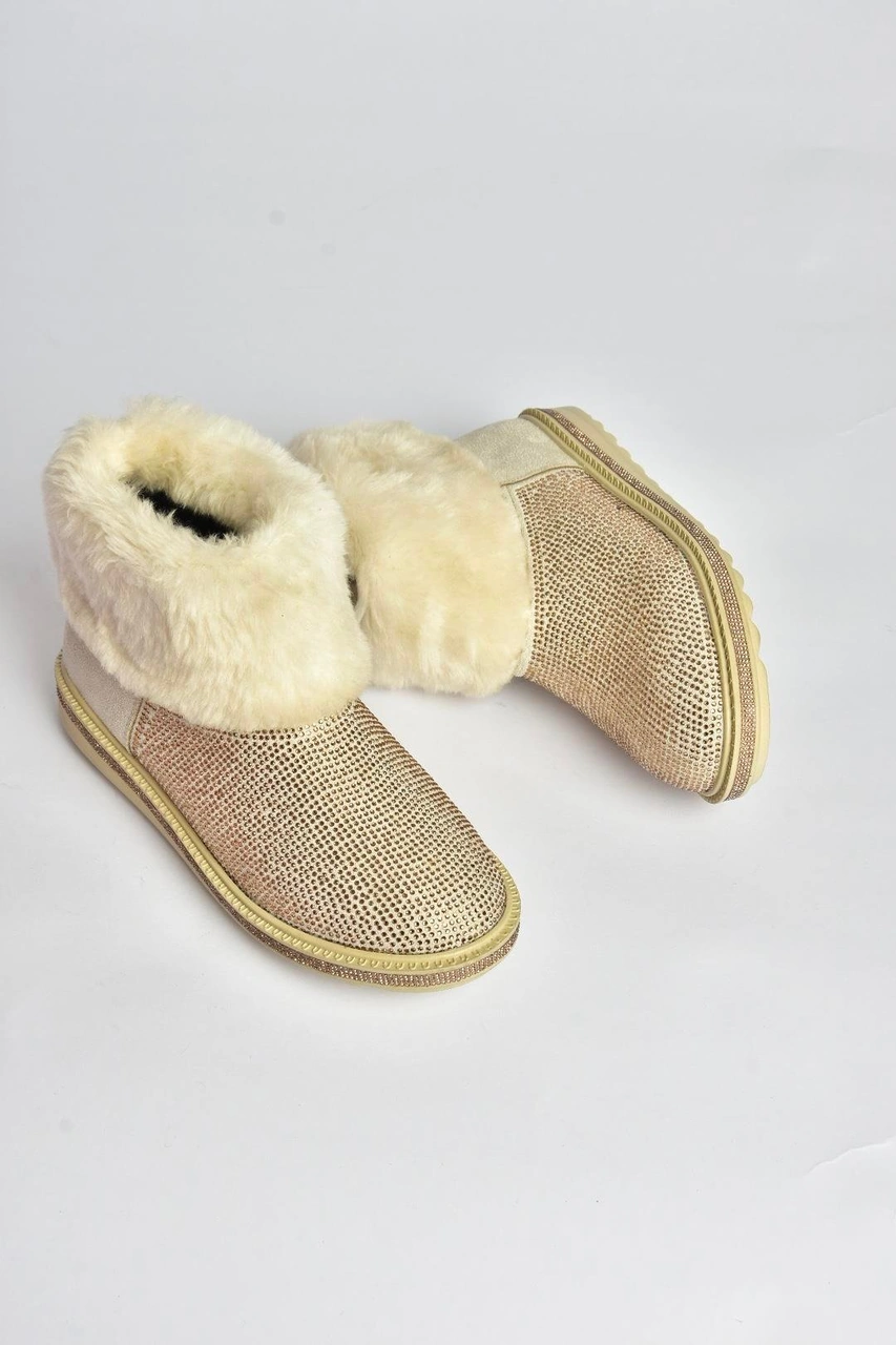 Fox Shoes V250014702 Bej Süet Tüylü Kadın Bot Bej-süet