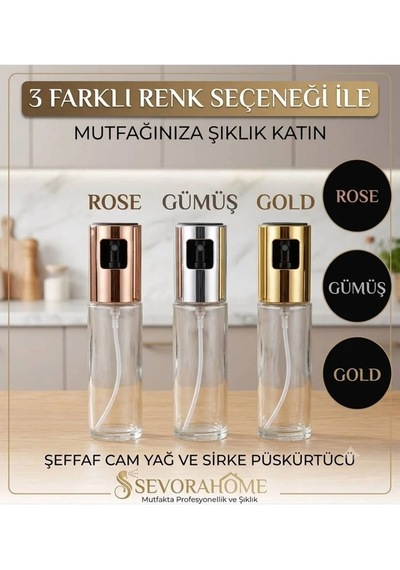 Yağ Sirke Püskürtücü Cam Sprey Şişe Yağdanlık Ve Limon Püskürtme Şişesi 100 Ml Rose