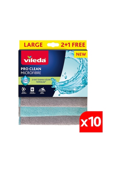Vileda 10 Paket 3lü Pro Clean Enzim Teknolojili Mikrofiber Temizlik Bezi Vld0000000468 Renkli