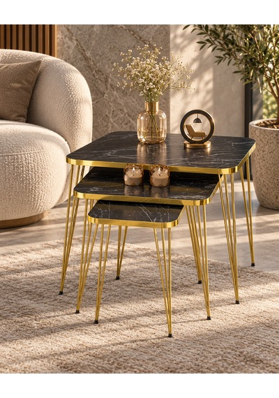 Odera Bendir Siyah Mermer Desenli Orta Sehpa Ve Zigon Sehpa 4'lü Set Metal Tel Ayaklı Modern Retro Salon Sehpası Diğer Odera Bendir Siyah Mermer Desenli Orta Sehpa Ve Zigon Sehpa 4'lü Set Metal Tel Ayaklı Modern Retro Salon Sehpası Diğer