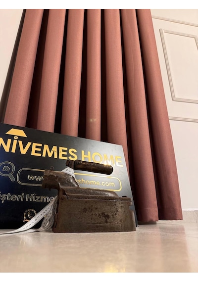 Nivemeshome Roma 18542-d Keten 1/3 Sık Pileli Gülkurusu Fon Perde Apm Gülkurusu