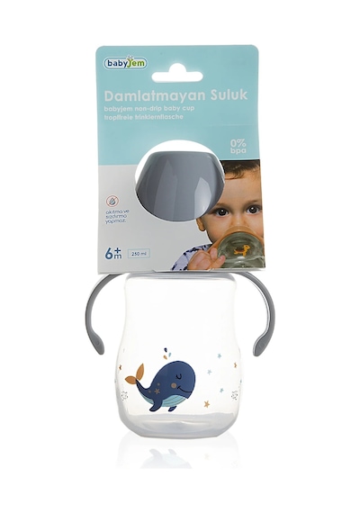 Babyjem Damlatmayan Suluk Alıştırma Bardağı 250 ml Gri