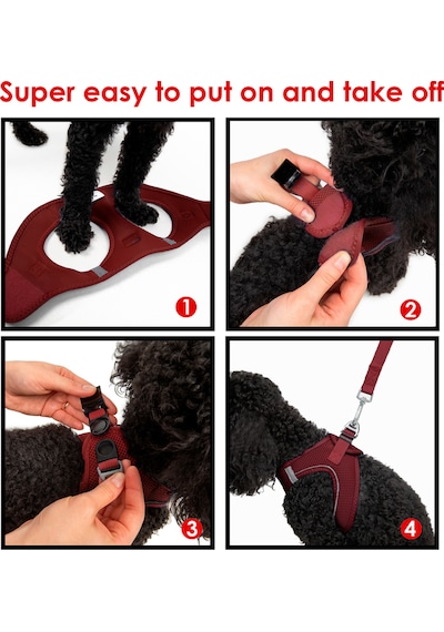 Air-Mesh Küçük ve Orta Irk Kedi Köpek Göğüs Tasması - Yumuşak, Nefes Alabilir, Dayanıklı Bordo M