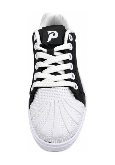 Papucumun Dünyası Poiz Unisex Kalın Tabanlı Retro Court Sneaker Beyaz - Siyah