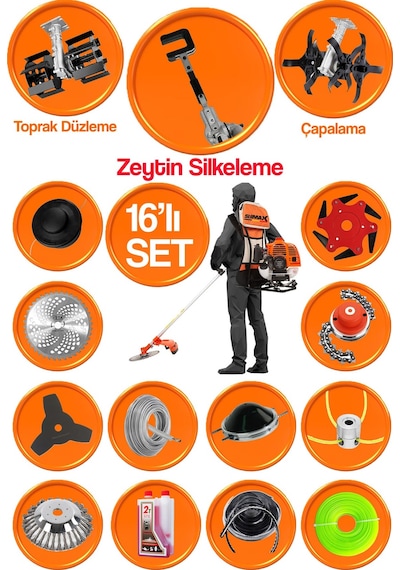 Stilmax STL20HZ 20HPX Benzinli Sırt Tırpan Toprak Eşeleme Akrobat Çapalama + Zeytin Sallama Seti