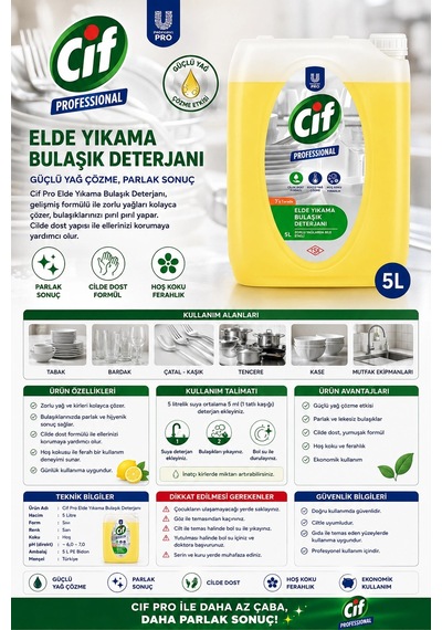 Cif Pro Bulaşık Deterjanı U-pro 5 Lt.
