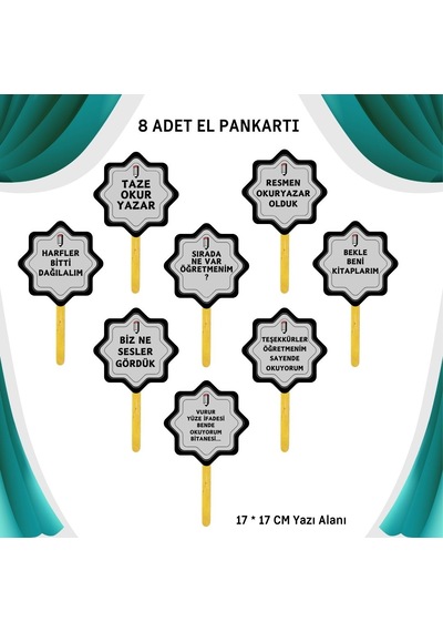 Artık Okuyorum Yazıyorum Pano Süsü El Pankartı Set
