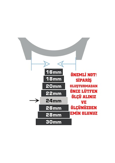 24mm Siyah Floter Hakiki Deri Saat Kordonu Kayış Chr64324