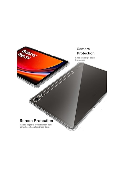 Samsung Galaxy Tab S9 Uyumlu 11" Sm-x710 Kılıf Şeffaf Anti Şok Köşe Korumalı