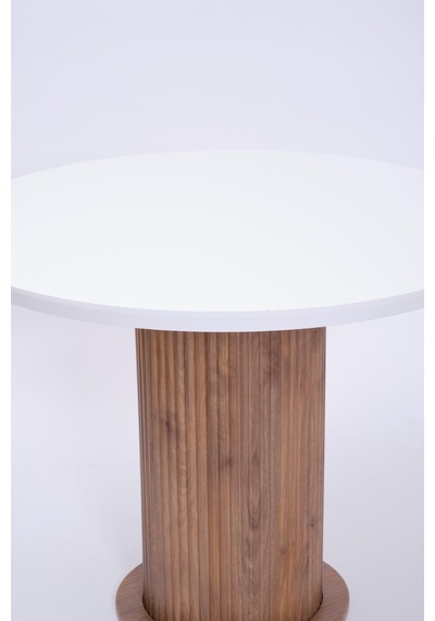 Bohem Yuvarlak Lak Panel Mutfak Masası 100cm Çam Beyaz