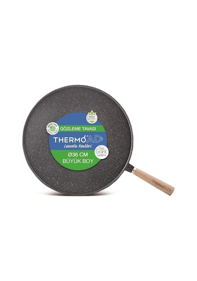 Thermoad 36 Cm Ahşap Saplı Döküm Granit Gözleme Tava Thermoad