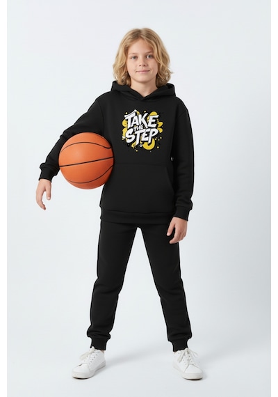 Fyk Kids 3 İplik Şardonlu Kışlık Take The Step Baskılı Kanguru Cepli Kapüşonlu Erkek Çocuk Eşofman Takımı Siyah Fyk Kids 3 İplik Şardonlu Kışlık Take The Step Baskılı Kanguru Cepli Kapüşonlu Erkek Çocuk Eşofman Takımı Siyah