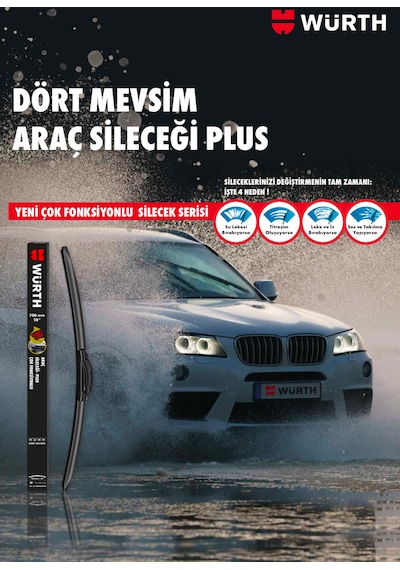Würth 4 Mevsim Muz Tipi Araç Sileceği 22 İnç 550mm