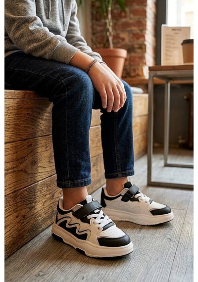 Fort Odessa Cool Hafif Rahat Sneaker Çocuk Ayakkabı Siyah - Beyaz