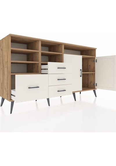 Hyperion Konsol 7 Raflı 4 Çekmeceli 2 Kapaklı 176x44x99 Çam-aytaş Çam-aytaşı