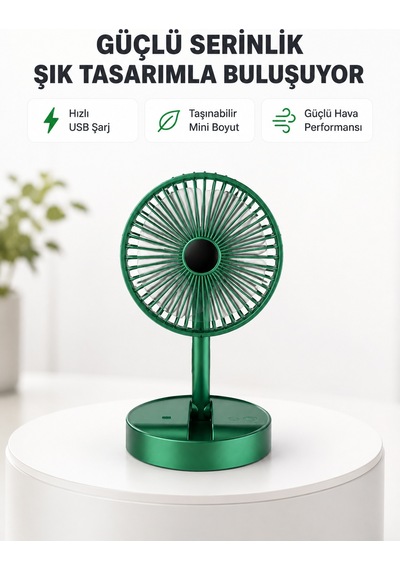 Hmngoxx Katlanabilir Mini Fan 3 Kademeli Soğutma, Şarjlı Tkndhmngoxx
