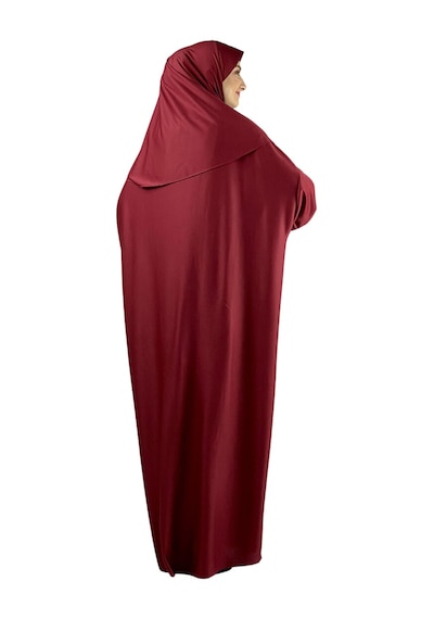 Modish Group Zarif Namaz Elbisesi Ve Türban Tesbih Set Tesettür Şal Müslüman Kıyafetleri Abaya - Indigo Bordo