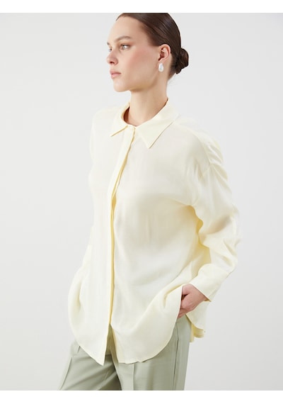 Lcw Modest Sarı Oversize Kadın Gömlek Tunik