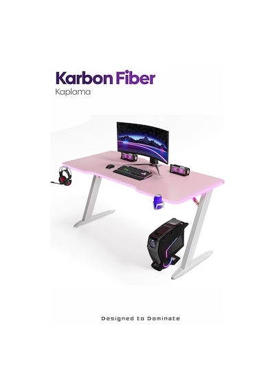 Thunder Rgb Aydınlatmalı Oyuncu Masası Pembe