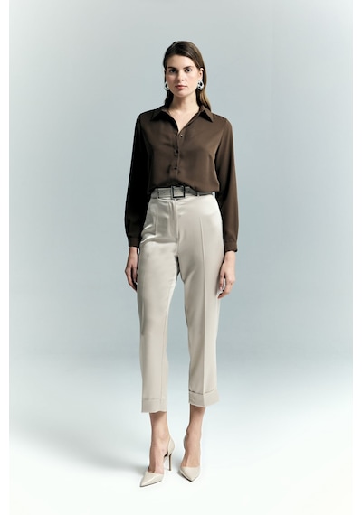 Lisa Saten Duble Paça Pantolon - Taş-137244 Taş
