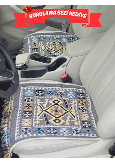 Oto Koltuk Kılıfı Çift Taraflı Yıkanabilir Araba Takımı Kilim Kırçıllı Gri Renk Fiat,renault,ww,vb.