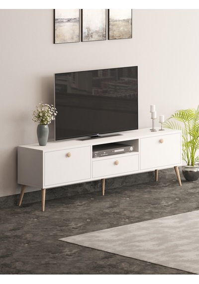 Beyza Ahşap Ayaklı 180 Cm Beyaz Tv Sehbası