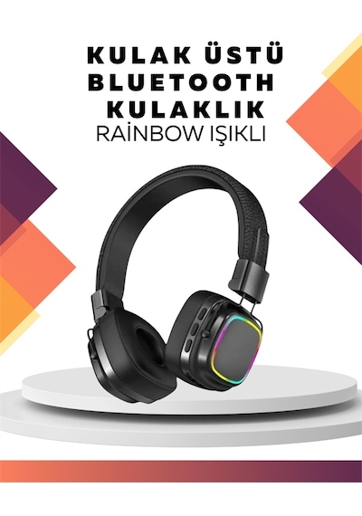 Kablosuz - 175 - Rgb Işıklı Katlanabilir Bluetooth Kulak - Glblseme - Üstü Kulaklık