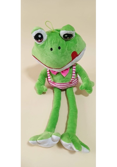Peluş Uzun Bacaklı Kurbağa-60 Cm Pembe - Yeşil