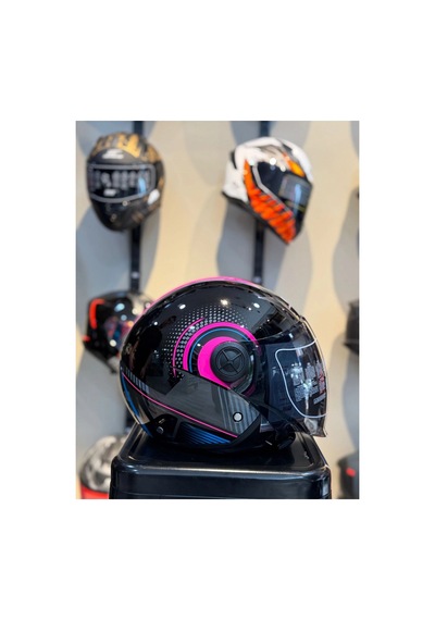 Fx-101 Pink Woman Yarım Camlı Kask Çok Renkli
