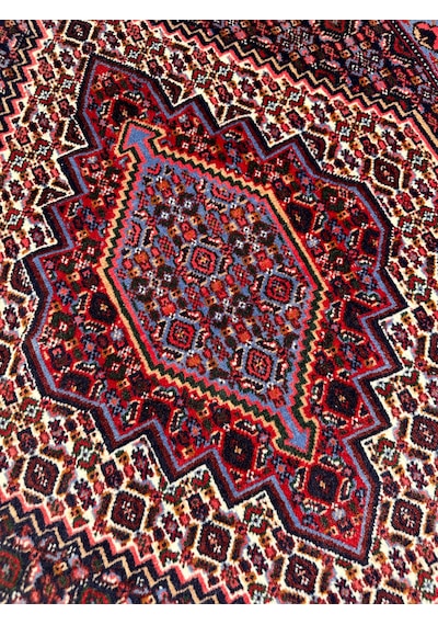 El Dokuma İran Halısı 73x103 Bordo Mavi Kök Boya Halı Bordo