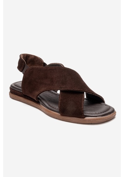 Luvishoes 706 Kahverengi Süet Hakiki Deri Kadın Sandalet Kahverengi