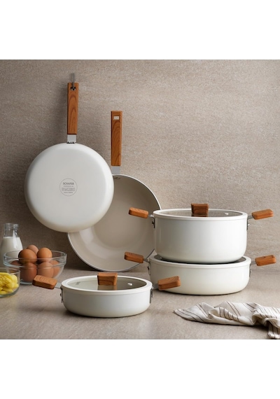Ceramoni Seramik Basık Tencere 30 Cm-krem Diğer