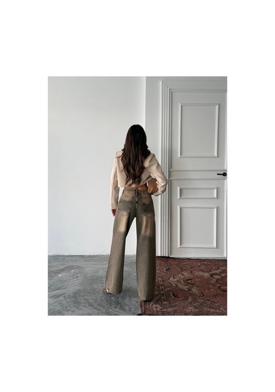 Blue Marlın Bol Paça Kahve Tintli Jeans Kahverengi