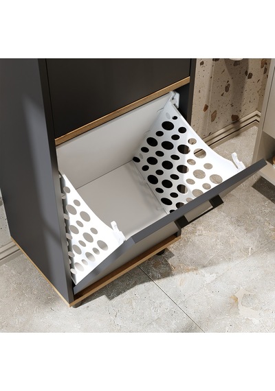 Çamaşır Sepetli Banyo Dolabı, Çok Amaçlı Dolap 45 Cm Antrasit - Atlantik Çam Çamaşır Sepetli Banyo Dolabı, Çok Amaçlı Dolap 45 Cm Antrasit - Atlantik Çam