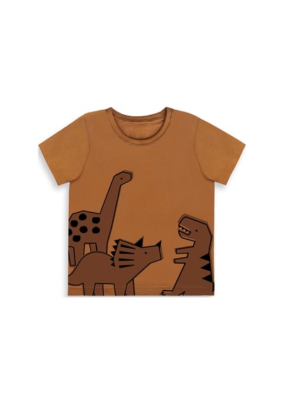 Denokids Dinozor Erkek Bebek T-shirt Kaşkorse Şort Takım Çok Renkli