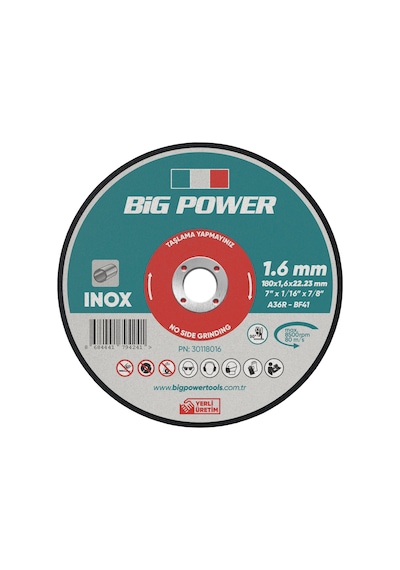 Big Power 180 1.6 22.23 Inox Kesme Taşı 5 Adet