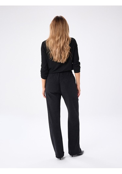 Faik Sönmez Beli Lastikli Kendinden Dokulu Wıde Leg Fıt Örme Pantolon W27pnt025 Uw27pnt02510 Siyah