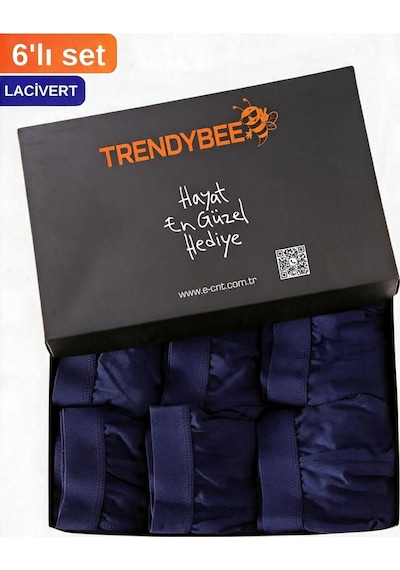 Cnt Erkek Boxer Likralı 6'lı Lacivert Renk Premium Paket Trendybee Lacivert Lacivert