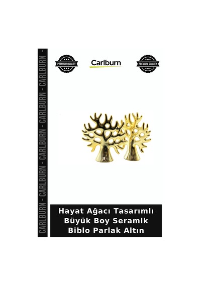 Özel Üretim Dekoratif Gold Modern Hayat Ağacı Tasarımlı Biblo - Seramik - Büyük Boy - Parlak Altın