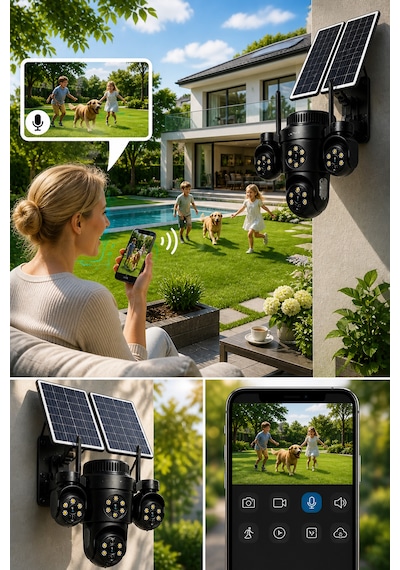 Mpıa Koto 12mp 3 Lens 4g Çift Solar Panel Hieasy Aov Sürekli Kayıt Gece Görüş Çift Yönlü Ses Turkcell Sim Kart