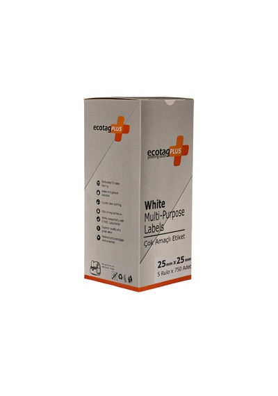 Ecotagplus Dymo Muadili Etiket - 25 Mm X 25 Mm - 5 X 750 Adet - Eko Paket 1