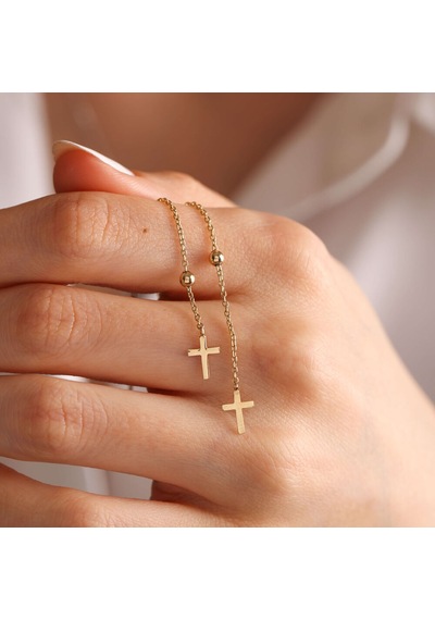 Sembol Gold Sallantılı Hac Altın Küpe 14K