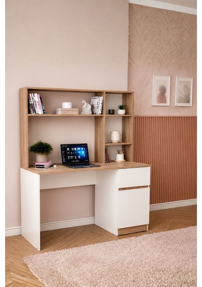 Rudu Asel Çalışma Bilgisayar Masası 104x51x150 Cm Raflı 1 Çekmeceli 1 Kapaklı Beyaz Rudu Asel Çalışma Bilgisayar Masası 104x51x150 Cm Raflı 1 Çekmeceli 1 Kapaklı Beyaz