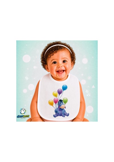 Eeyore Keten Bebek Mama Önlüğü Yumuşak - Emici - Yıkanabilir - Özel Tasarım P052 Çok Renkli