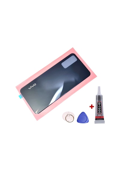 Vivo Y20 Siyah Arka Kapak Batarya Kapağı Pil Kapağı Yapışkan Ve Sökme Aparatıyla Beraber Full Set Siyah